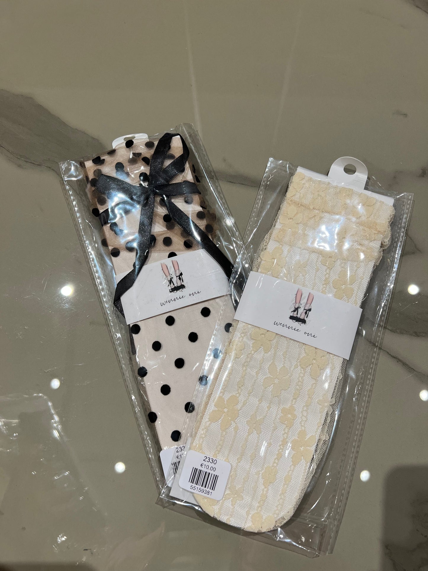 Calzino a rete ricamato