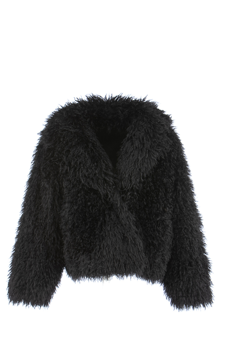 Giacca corta con pelo lungo