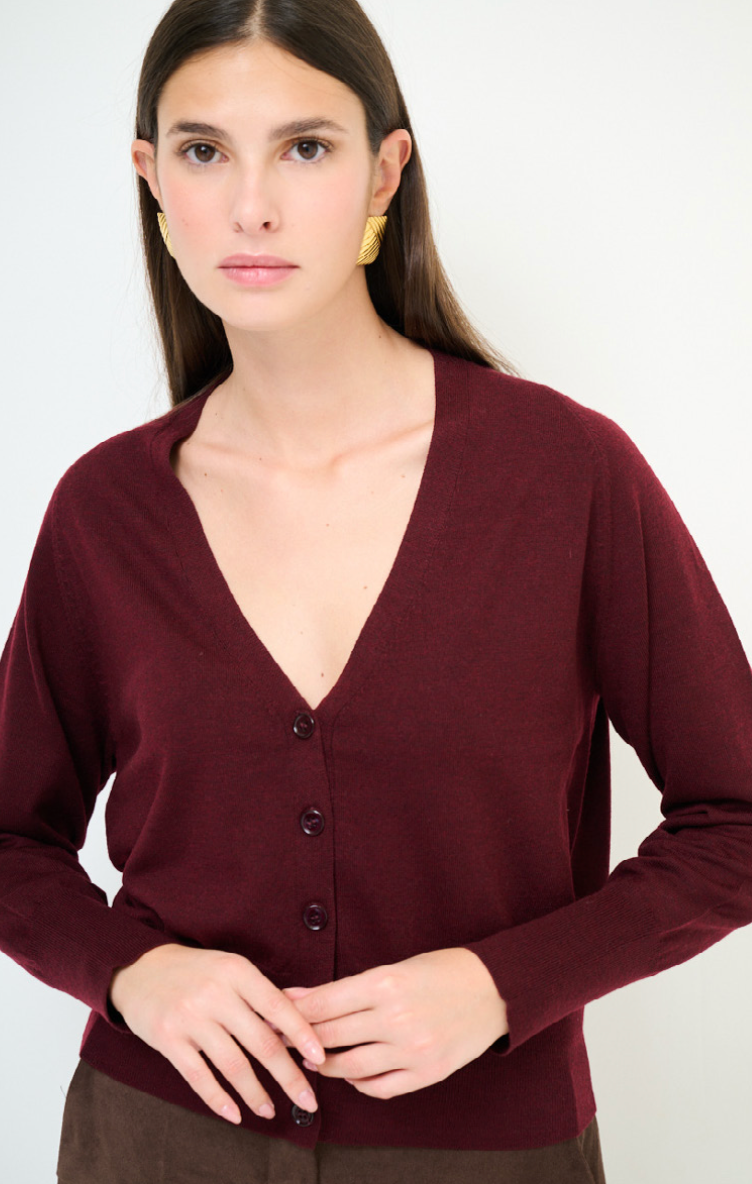 Cardigan scollo V misto lana