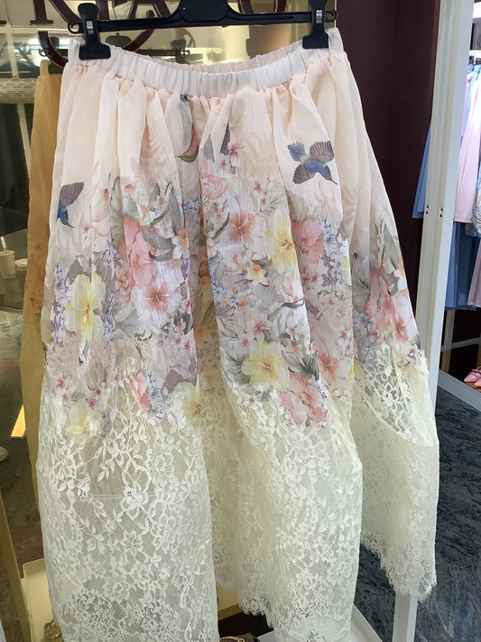 Gonna chiffon con tulle