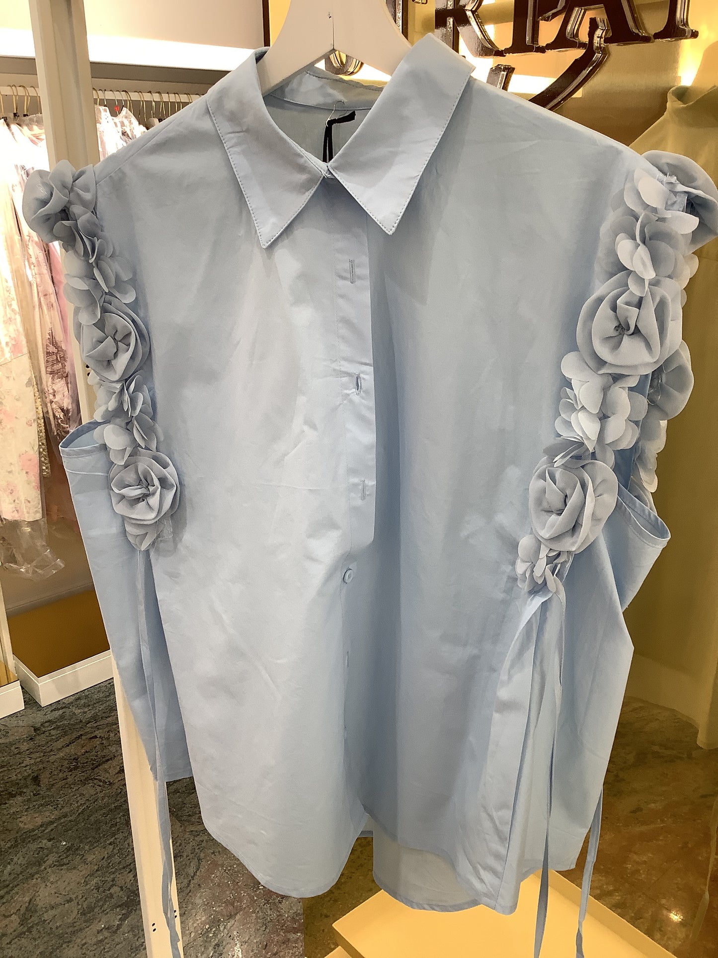 Camicia cotone con applicazione fiori