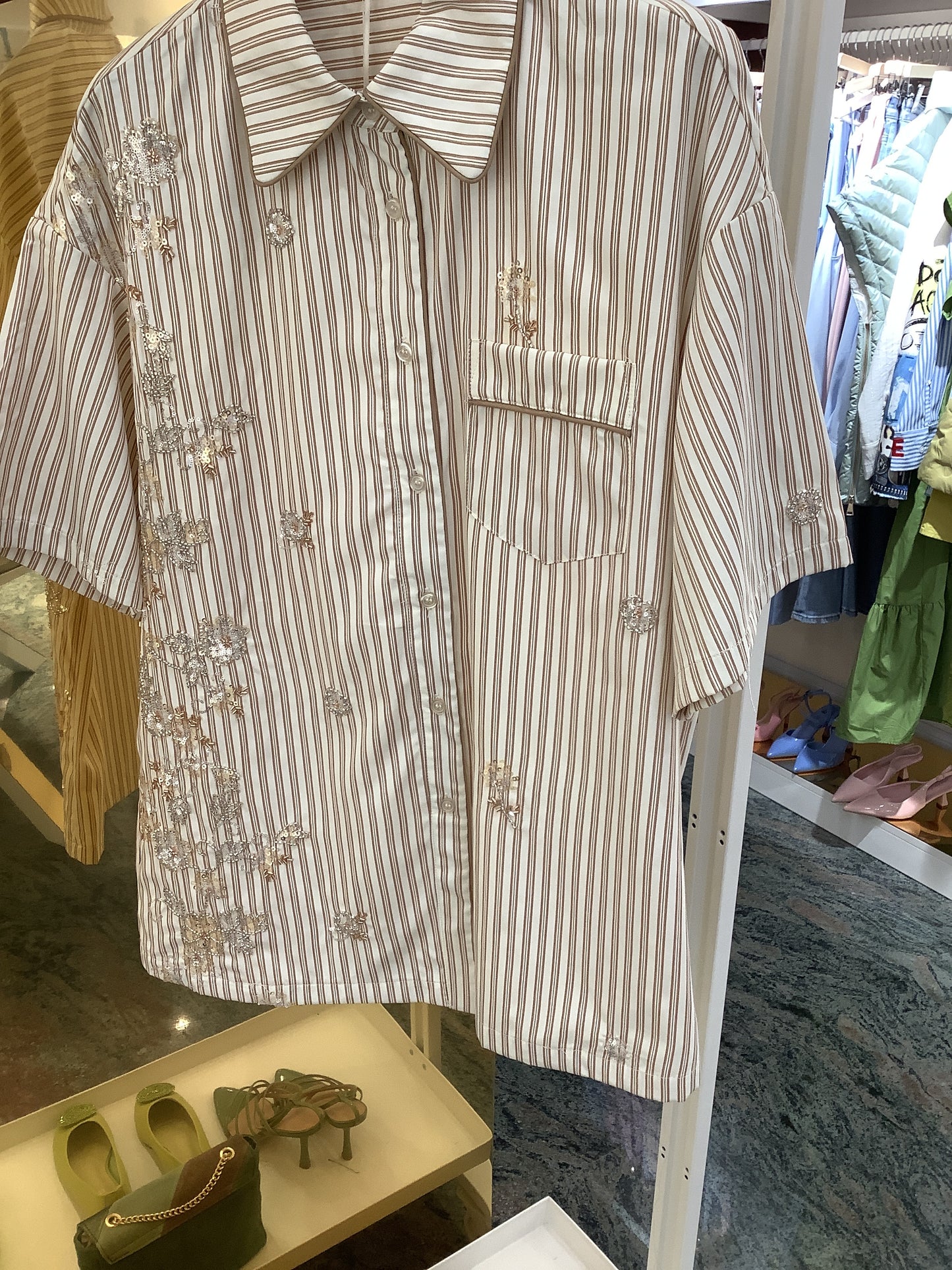 Camicia manica corta con strass