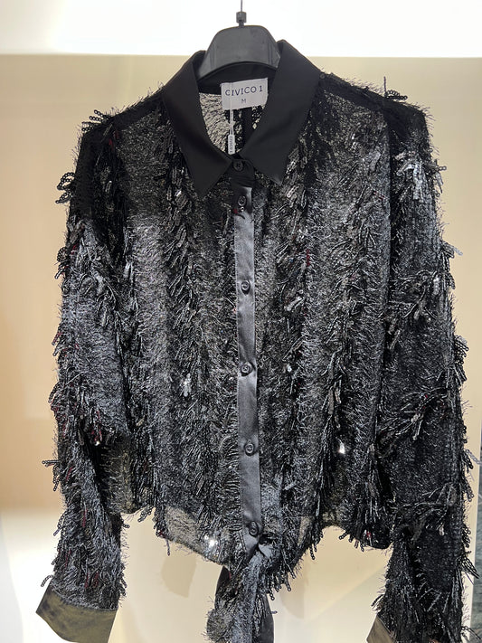 Camicia in paillettes con nodo