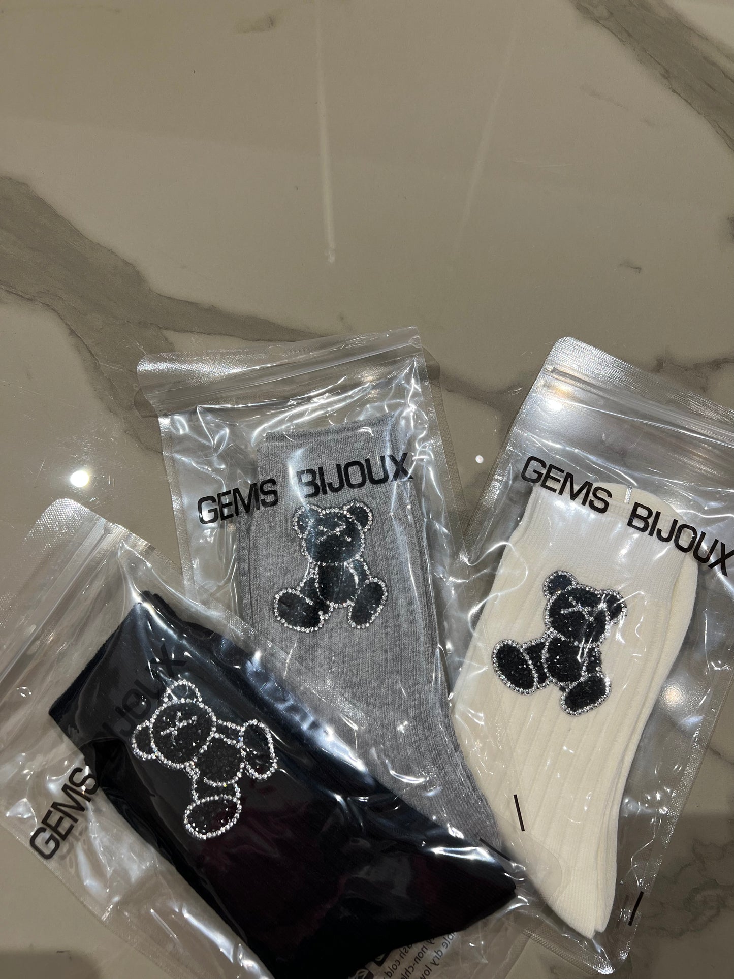 Calzini con orso brillantinato