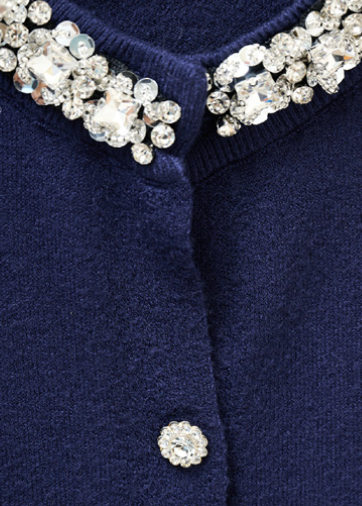 Cardigan mezza manica con collo gioiello