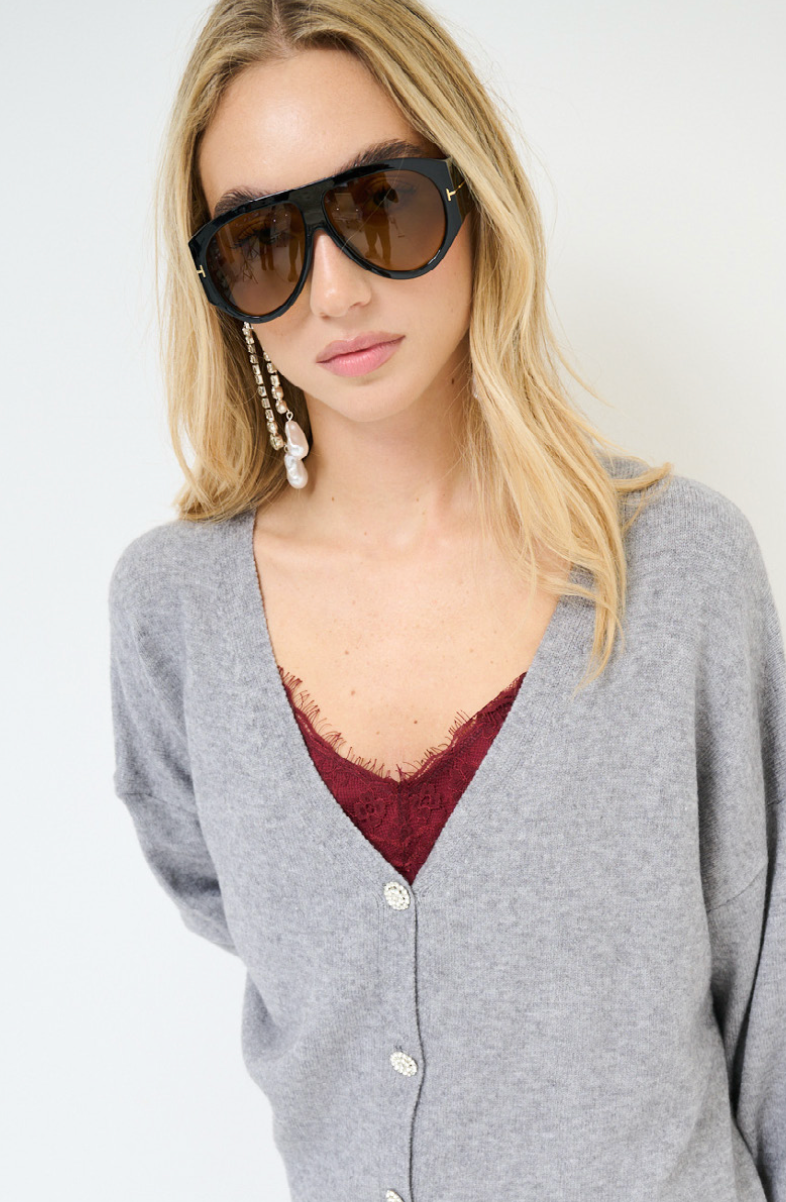 Cardigan con bottoni gioiello