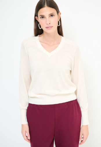 Maglia scollo V misto lana